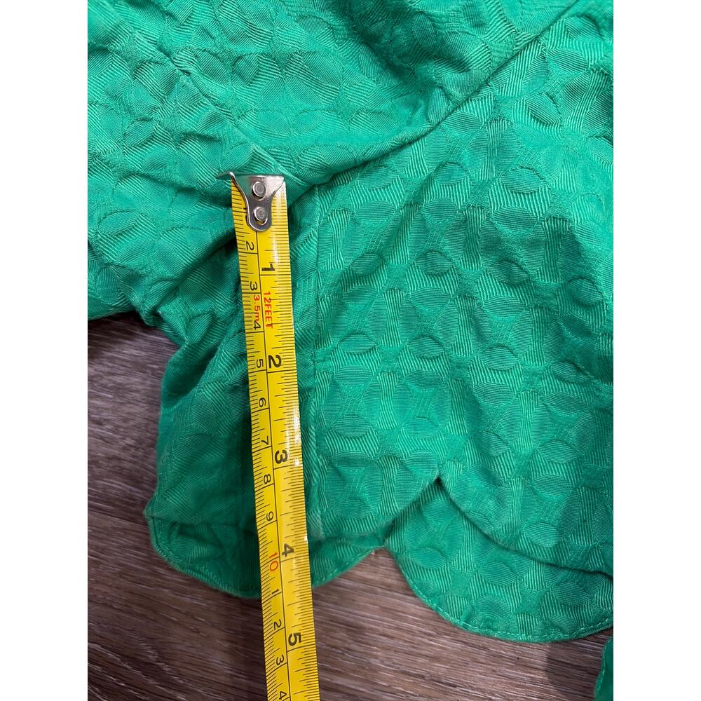 Crown & Ivy Shelby Shorts 16 Green Scallop Hem Textured Preppy - Picture 4 of 6